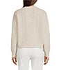 J.McLaughlin Crew Neck Long Sleeve Cotton Aran Cable Knit Sweater - Image 2
