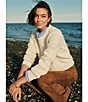 J.McLaughlin Crew Neck Long Sleeve Cotton Aran Cable Knit Sweater - Image 5