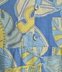 Color:Medium Blue - Image 3 - Cunningham Tropical Floral Print Round Split V-Neck 3/4 Bishop Sleeve Side Pocket Tiered A-Line Midi Dress