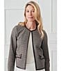 J.McLaughlin Cyna Plaid Print Round Neck Long Sleeve Buckle Trim Jacket, Color:Cream/Brown/Black - Image 6