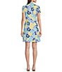 Color:Multi - Image 2 - Dorte Blossom Catalina Cloth Knit Point Collar Cap Sleeve Side Pocket Pleated Shirt Dress