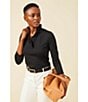 J.McLaughlin Durham 3/4 Sleeve Ruffle Top, Color:Black - Image 5