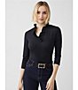 J.McLaughlin Durham 3/4 Sleeve Ruffle Top, Color:Black - Image 6