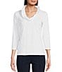 Color:White - Image 1 - Durham 3/4 Sleeve Ruffle Top