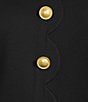 J.McLaughlin Florence Knit Round Neck Short Sleeve Button Front Scallop A-Line Dress, Color:Black - Image 3
