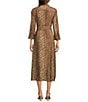 J.McLaughlin Freda Animal Print Woven Point Collar 3/4 Sleeve Button Front Midi Shirt Dress, Color:Dark Brown/Brown - Image 2