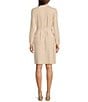 Color:Tan - Image 2 - Haarlem Catalina Cloth Knit Point Collar Chest Pocket Long Sleeve Belted Button-Front Shirt Dress