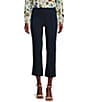 Color:Navy - Image 1 - Ivy Front Seam Detailed Kick Flare Hem Cropped Pull-On Pants