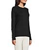 J.McLaughlin Jamey Crew Neck Button Trim Raglan Long Sleeve Sweater, Color:Black - Image 3