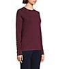 J.McLaughlin Jamey Crew Neck Button Trim Raglan Sleeve Sweater, Color:Merlot - Image 3