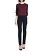J.McLaughlin Jamey Crew Neck Button Trim Raglan Sleeve Sweater, Color:Merlot - Image 5