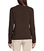 J.McLaughlin Jamey Crew Neck Button Trim Raglan Sleeve Sweater, Color:Heather Brown - Image 2