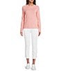 J.McLaughlin Jamey Crew Neck Button Trim Raglan Sleeve Sweater, Color:Pale Rose - Image 3