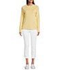 J.McLaughlin Jamey Crew Neck Button Trim Raglan Sleeve Sweater, Color:Pale Yellow - Image 3