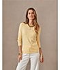 J.McLaughlin Jamey Crew Neck Button Trim Raglan Sleeve Sweater, Color:Pale Yellow - Image 5