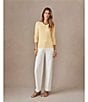 J.McLaughlin Jamey Crew Neck Button Trim Raglan Sleeve Sweater, Color:Pale Yellow - Image 7