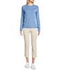 J.McLaughlin Jamey Crew Neck Button Trim Raglan Sleeve Sweater, Color:Ash Blue - Image 3