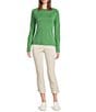 J.McLaughlin Jamey Crew Neck Button Trim Raglan Sleeve Sweater, Color:Sea Green - Image 3