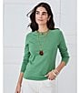 J.McLaughlin Jamey Crew Neck Button Trim Raglan Sleeve Sweater, Color:Sea Green - Image 5