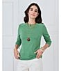 J.McLaughlin Jamey Crew Neck Button Trim Raglan Sleeve Sweater, Color:Sea Green - Image 6