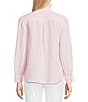 J.McLaughlin Julian Stripe Print Ruffle Collar Long Sleeve Button Front Blouse, Color:Light Pink/White - Image 2