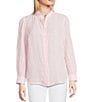 J.McLaughlin Julian Stripe Print Ruffle Collar Long Sleeve Button Front Blouse, Color:Light Pink/White - Image 4