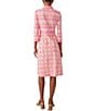 J.McLaughlin Kailyn Printed Knit Point Collar 3/4 Sleeve Button Front Dress, Color:Hot Pink/Orange - Image 5