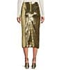 J.McLaughlin Kelly Knit Sequin Pencil Midi Skirt, Color:Gold - Image 2