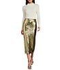 J.McLaughlin Kelly Knit Sequin Pencil Midi Skirt, Color:Gold - Image 3