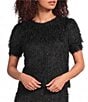J.McLaughlin Knit Fringed Crew Neck Short Sleeve Blouse - Image 1
