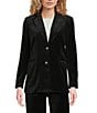 J.McLaughlin Lainie Velveteen Lapel Collar Long Sleeve Button Front Blazer, Color:Black - Image 2