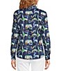 J.McLaughlin Lois Animal Printed Point Collar Long Sleeve Button Front Blouse, Color:Navy/Multi - Image 2