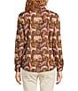 J.McLaughlin Lois Animal Printed Point Collar Long Sleeve Button Front Blouse, Color:Brown/Multi - Image 2