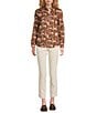 J.McLaughlin Lois Animal Printed Point Collar Long Sleeve Button Front Blouse, Color:Brown/Multi - Image 3