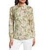 J.McLaughlin Lois Floral Print Point Collar Long Sleeve Button Front Blouse - Image 1