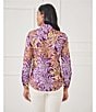 J.McLaughlin Lois Floral Print Point Collar Long Sleeve Button Front Blouse, Color:Dark Purple/Gold - Image 6