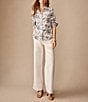 J.McLaughlin Lois Mixed Print Point Collar Long Sleeve Blouse - Image 3
