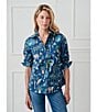 J.McLaughlin Lois Printed Point Collar Long Sleeve Button Front Blouse, Color:Navy Multi - Image 5