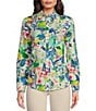 Color:Multi - Image 3 - Lois Reef Woven Linen Blend Floral Point Collar Button Down Blouse