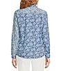 Color:Blue - Image 2 - Lois Woven Floral Print Point Collar Long Sleeve Button Front Blouse