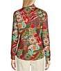 Color:Red Multi - Image 2 - Lois Woven Floral Print Point Collar Long Sleeve Button-Front Shirt