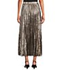 J.McLaughlin Paola Woven Lame Pleated Pull-On Midi A-Line Skirt - Image 2
