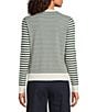 J.McLaughlin Poet Stripe Crew Neck Long Sleeve Sweater, Color:Off White/Dark Green - Image 2
