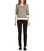 J.McLaughlin Poet Stripe Crew Neck Long Sleeve Sweater, Color:Off White/Brown - Image 3