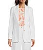Color:White - Image 1 - Ressie Cotton Linen Blend Notch Lapel Coordinating Button Front Blazer