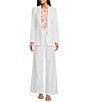 Color:White - Image 3 - Ressie Cotton Linen Blend Notch Lapel Coordinating Button Front Blazer