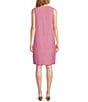 Color:Peony - Image 2 - Rue Linen Blend Split Round Neck Sleeveless Shift Dress