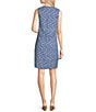 Color:Navy/Blue - Image 2 - Rue Linen Floral Print Split V-Neck Sleeveless Shift Dress