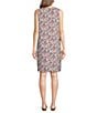 Color:Coral - Image 2 - Rue Linen Floral Split V-Neck Sleeveless Shift Dress