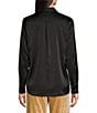 Color:Black - Image 2 - Satin Woven Point Collar Long Sleeve Button Front Shirt